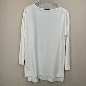 Natori Blouse Women Small Oversized Classic White Coastal Preppy Core Classy‎